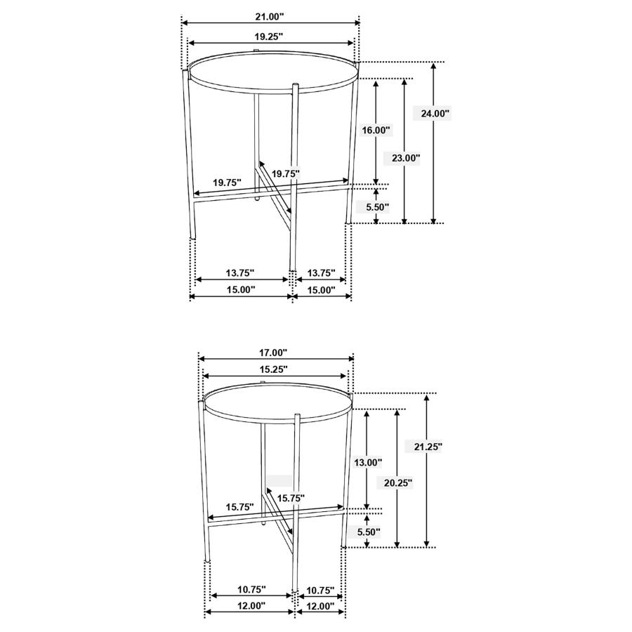 (image for) Malka 2-piece Round Wood Nesting Table Dark Brown and Gold