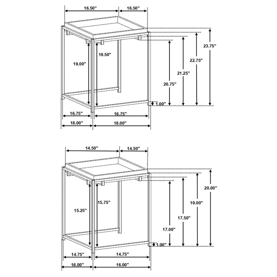 (image for) Bolden 2-Piece Wood and Marble Top Nesting Table Set Gold