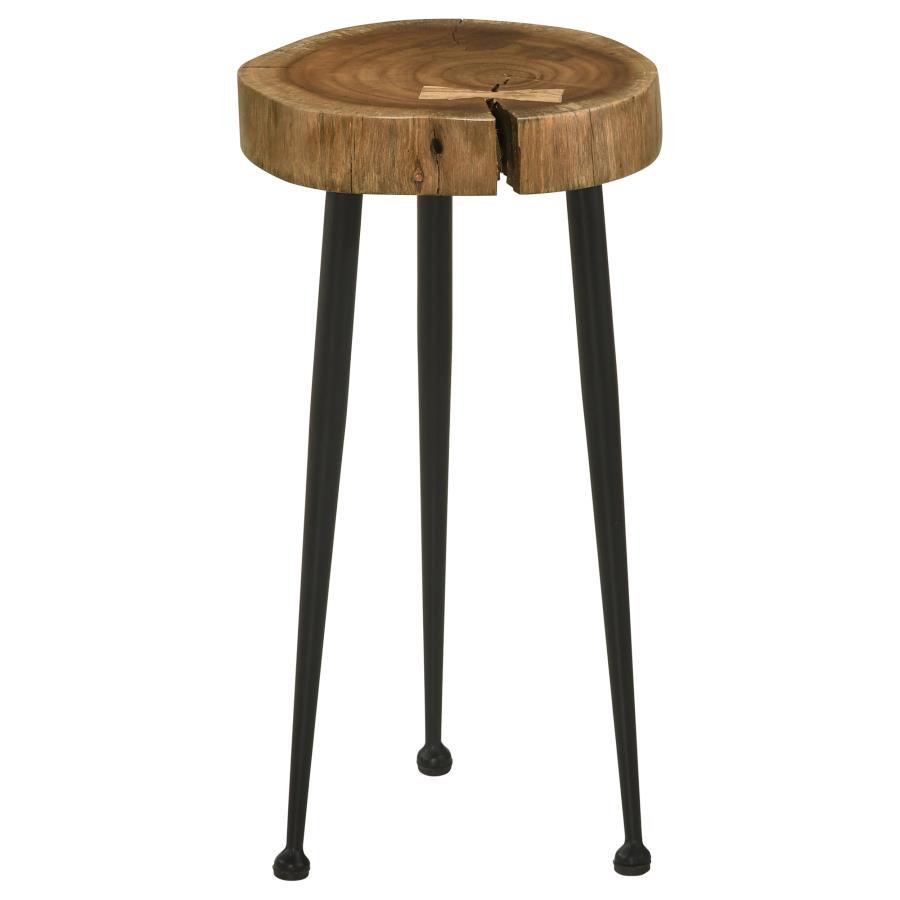 (image for) Keith Round Solid Tree Trunk Side Table Natural and Black