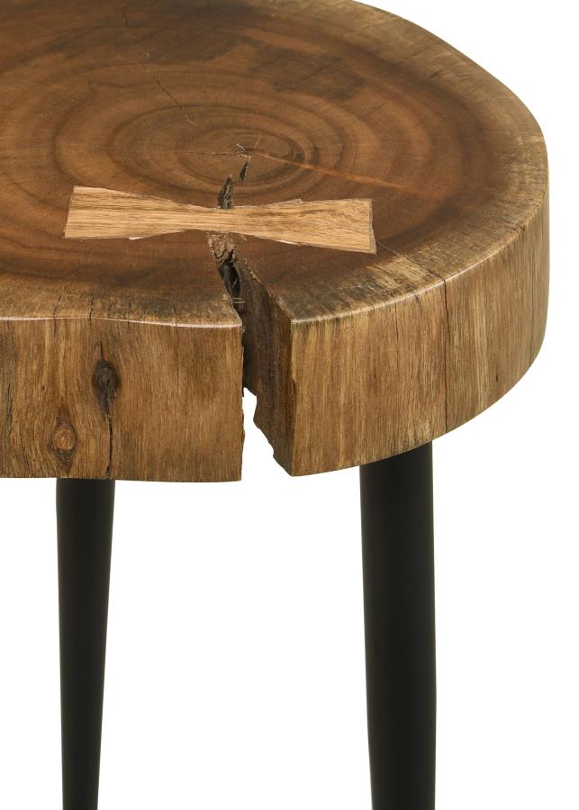 (image for) Keith Round Solid Tree Trunk Side Table Natural and Black