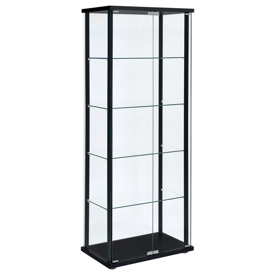 (image for) Delphinium 5-shelf Clear Glass Curio Display Cabinet Black