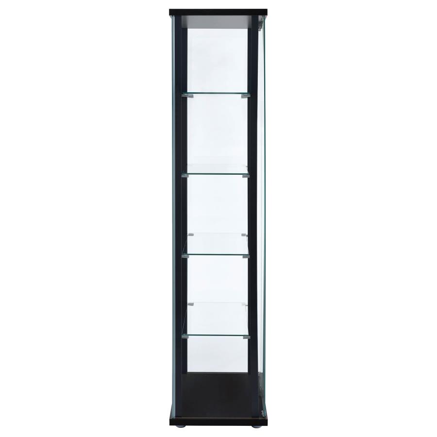 (image for) Delphinium 5-shelf Clear Glass Curio Display Cabinet Black