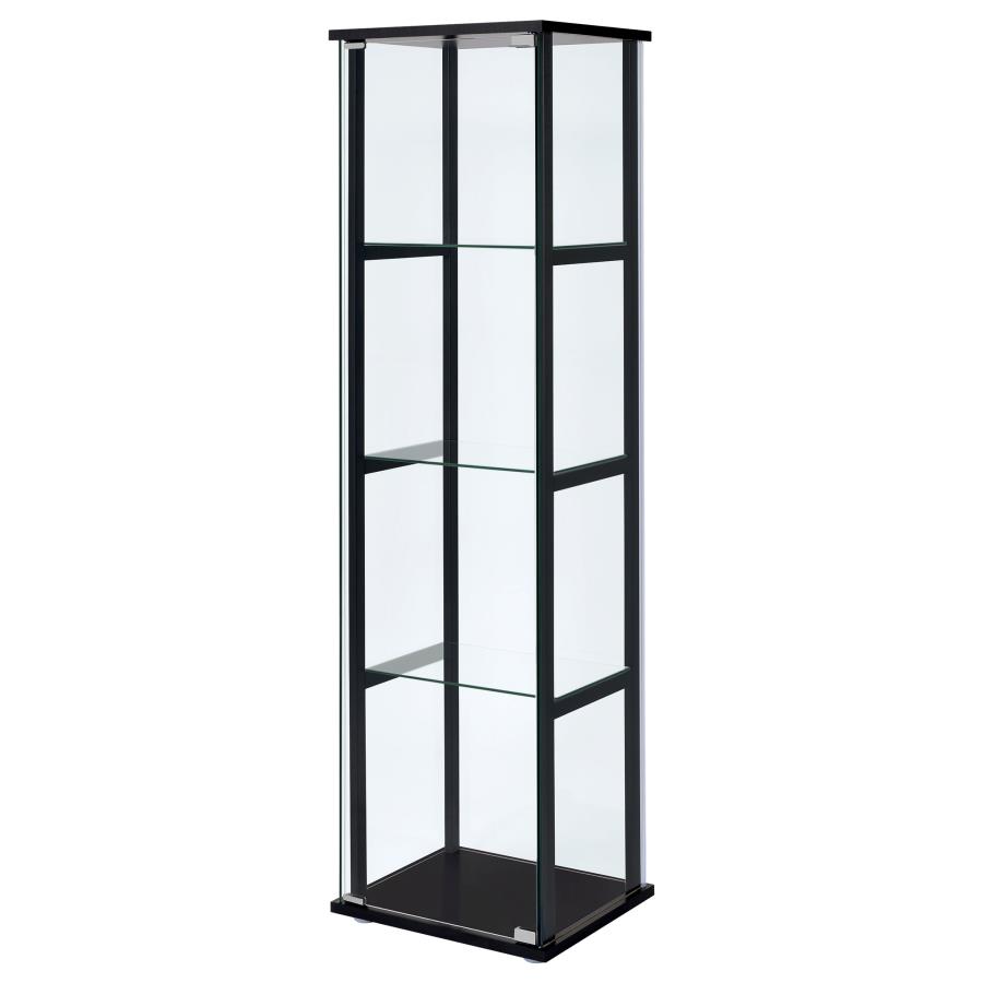 (image for) Cyclamen 4-shelf Clear Glass Curio Display Cabinet Black