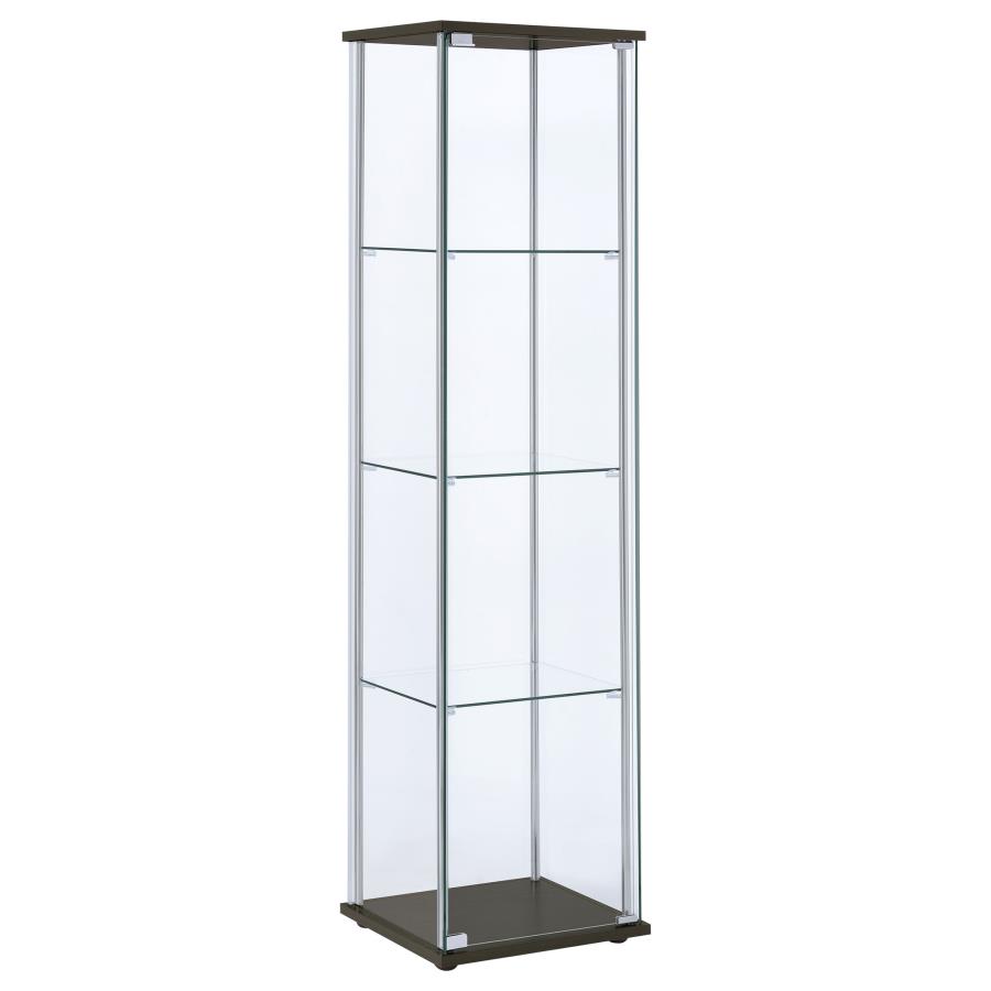 (image for) Bellatrix 4-shelf Clear Glass Curio Cabinet Cappuccino - Click Image to Close