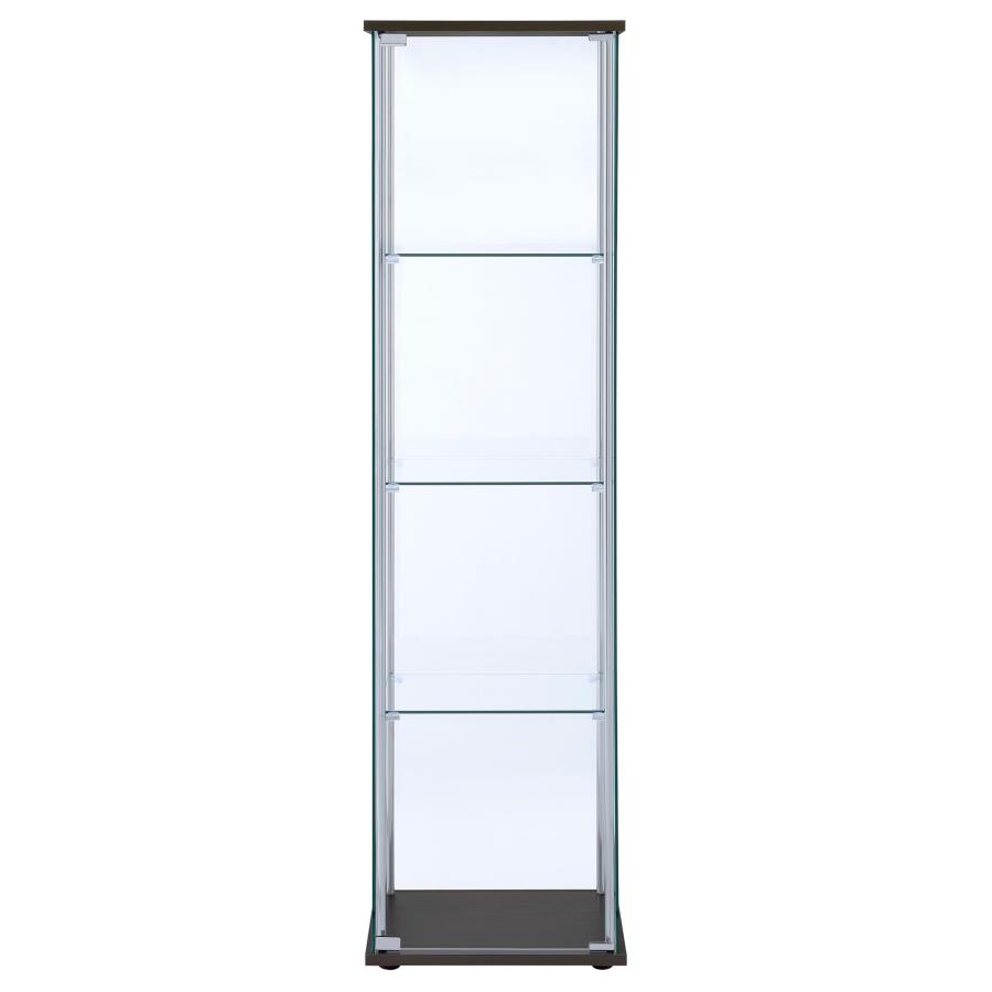 (image for) Bellatrix 4-shelf Clear Glass Curio Cabinet Cappuccino