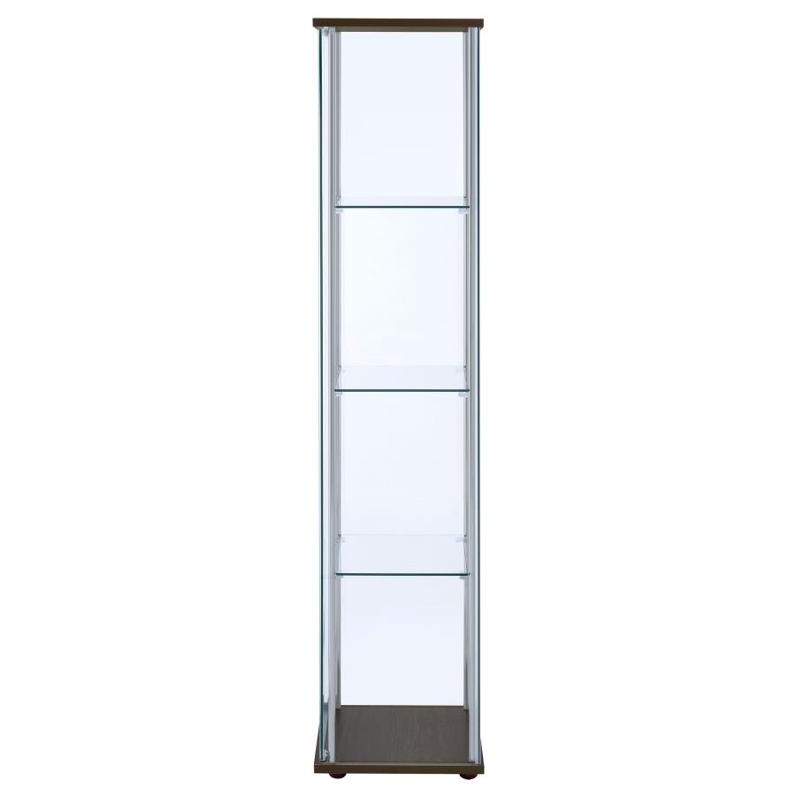 (image for) Bellatrix 4-shelf Clear Glass Curio Cabinet Cappuccino