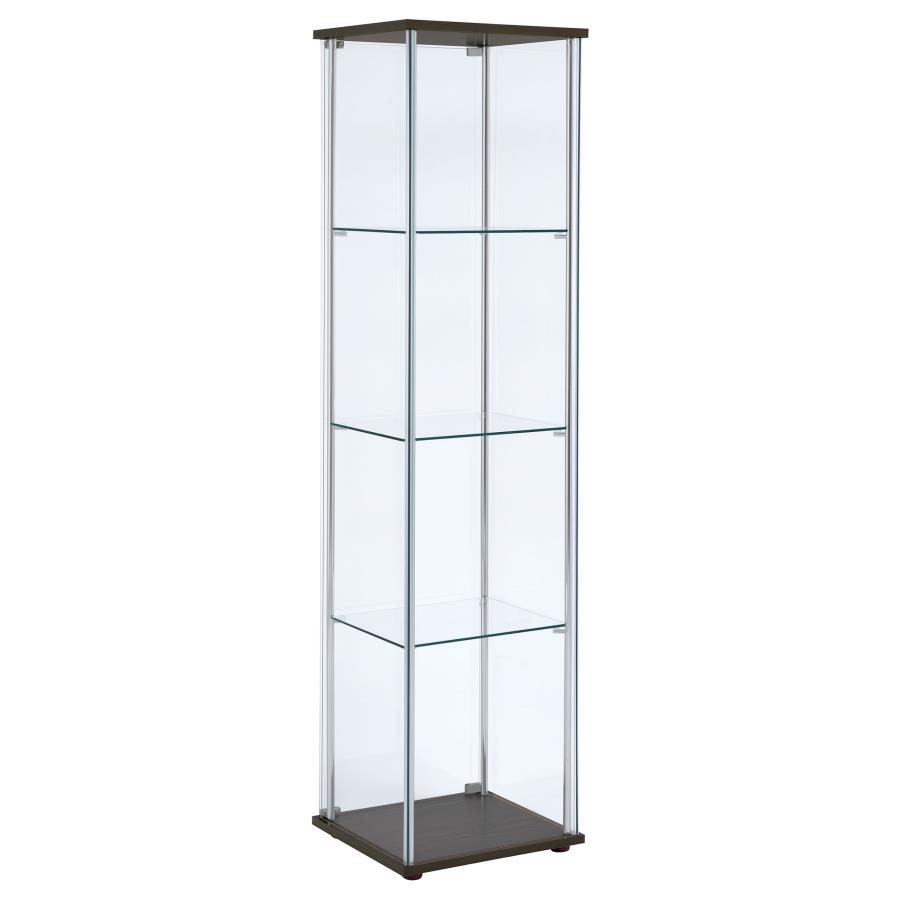 (image for) Bellatrix 4-shelf Clear Glass Curio Cabinet Cappuccino