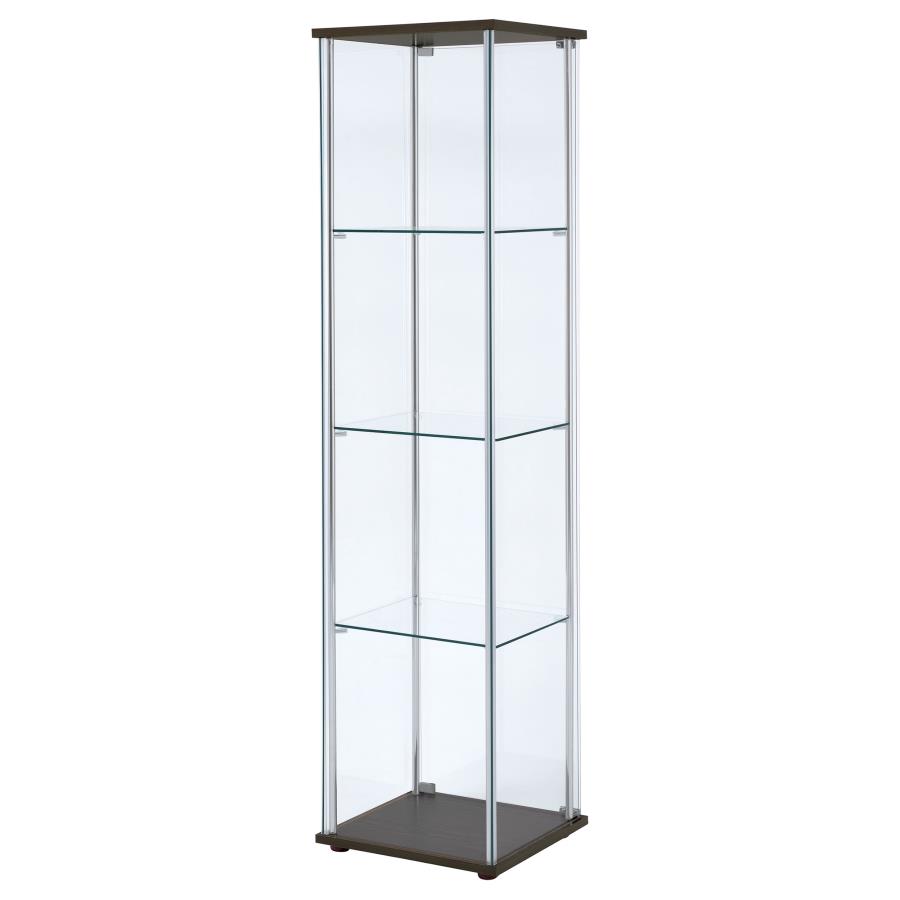 (image for) Bellatrix 4-shelf Clear Glass Curio Cabinet Cappuccino