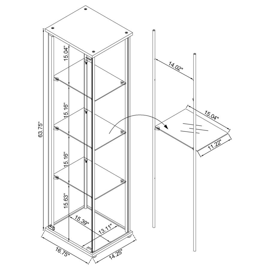 (image for) Bellatrix 4-shelf Clear Glass Curio Cabinet Cappuccino