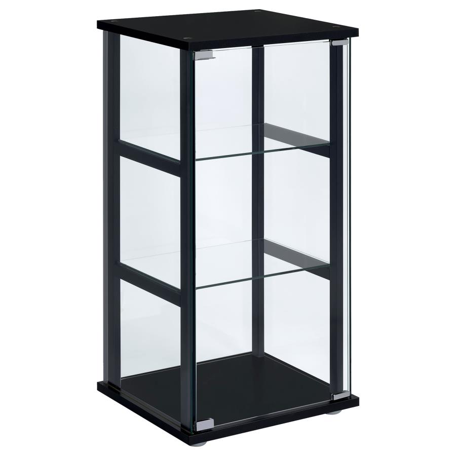 (image for) Cyclamen 3-shelf Clear Glass Curio Display Cabinet Black