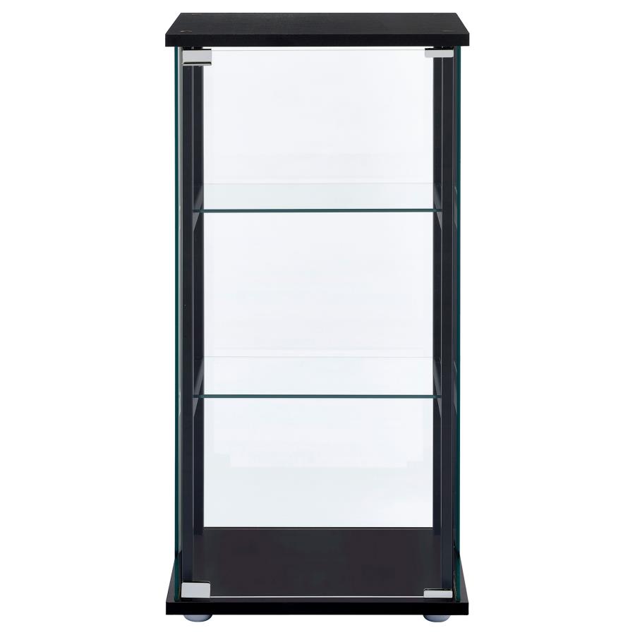 (image for) Cyclamen 3-shelf Clear Glass Curio Display Cabinet Black