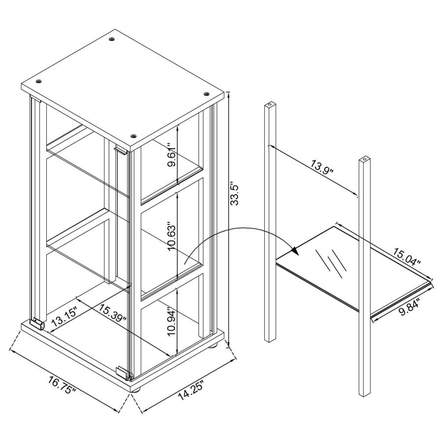 (image for) Cyclamen 3-shelf Clear Glass Curio Display Cabinet Black