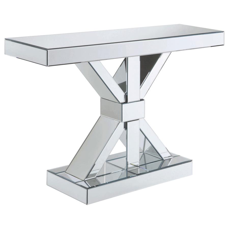 (image for) Lurlynn X-shaped Mirrored Entryway Console Table Silver - Click Image to Close