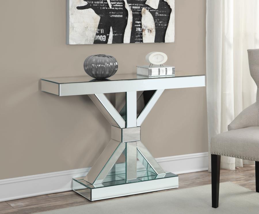 (image for) Lurlynn X-shaped Mirrored Entryway Console Table Silver