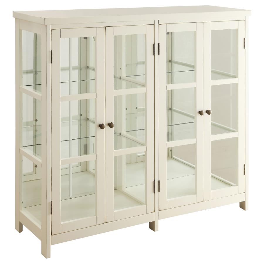 (image for) Sable 4-door Wood Accent Storage Display Cabinet Off White - Click Image to Close