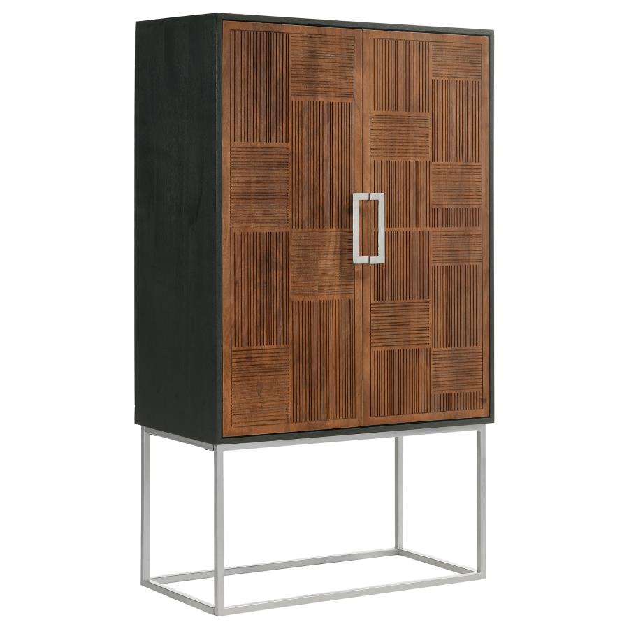 (image for) Borman 2-door Home Bar Cabinet Wine Storage Walnut and Black