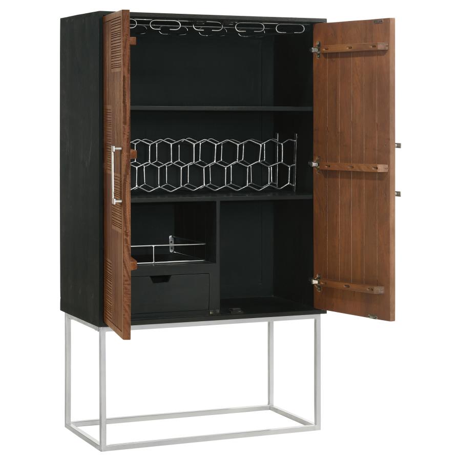 (image for) Borman 2-door Home Bar Cabinet Wine Storage Walnut and Black