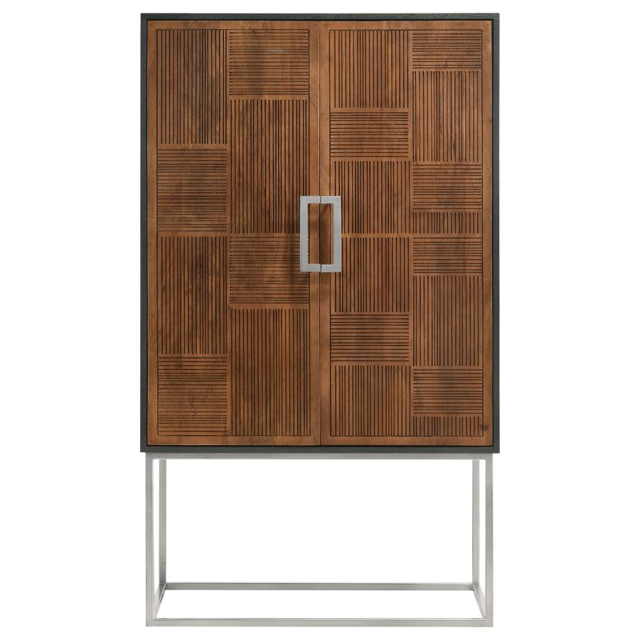 (image for) Borman 2-door Home Bar Cabinet Wine Storage Walnut and Black