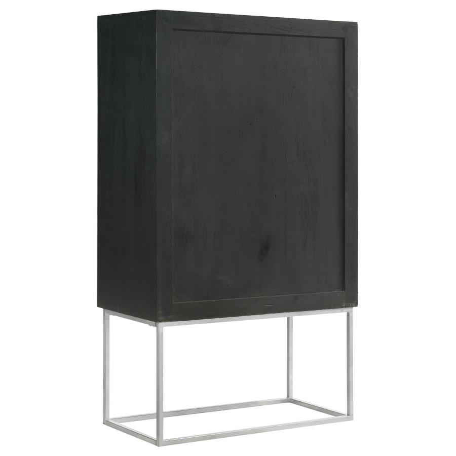 (image for) Borman 2-door Home Bar Cabinet Wine Storage Walnut and Black