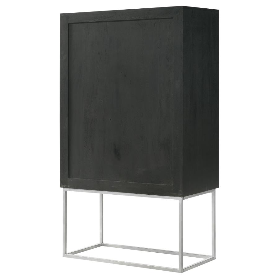 (image for) Borman 2-door Home Bar Cabinet Wine Storage Walnut and Black