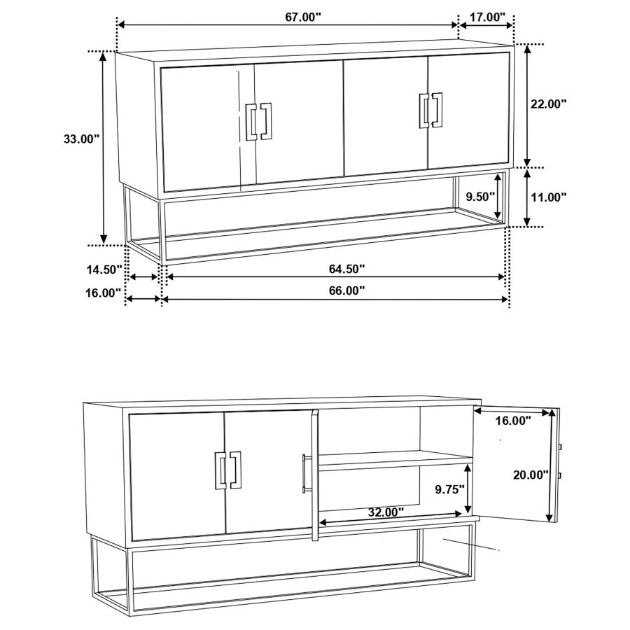 (image for) Borman 4-door Wood Accent Cabinet Walnut and Black