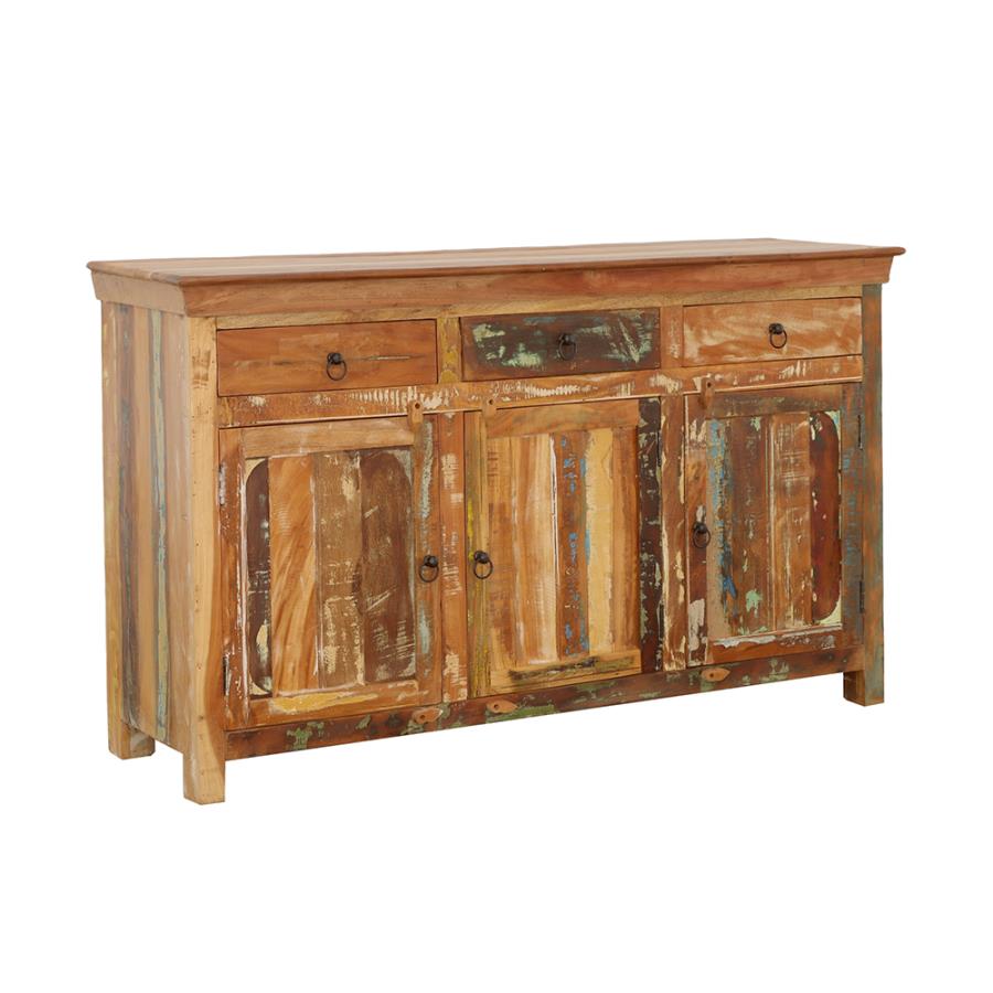 (image for) Harper 3-door Solid Reclaimed Wood Accent Cabinet Brown