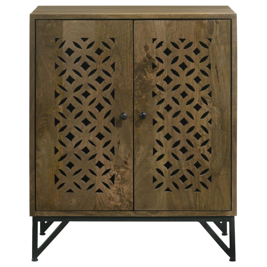 (image for) Zaria 2-door Wood Trellis Accent Storage Cabinet Brown