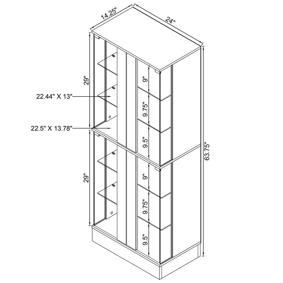 (image for) Cabra 4-door LED Curio Display Cabinet White High Gloss