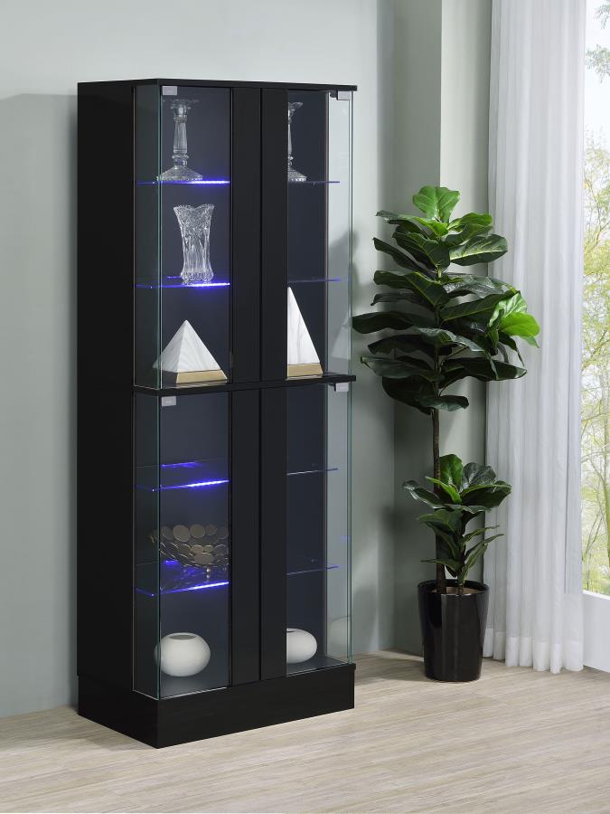 (image for) Cabra 4-door LED Curio Display Cabinet Black High Gloss