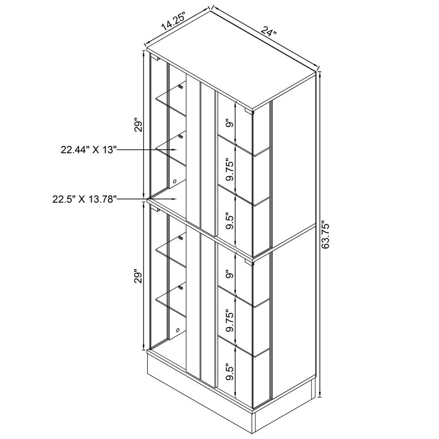 (image for) Cabra 4-door LED Curio Display Cabinet Black High Gloss