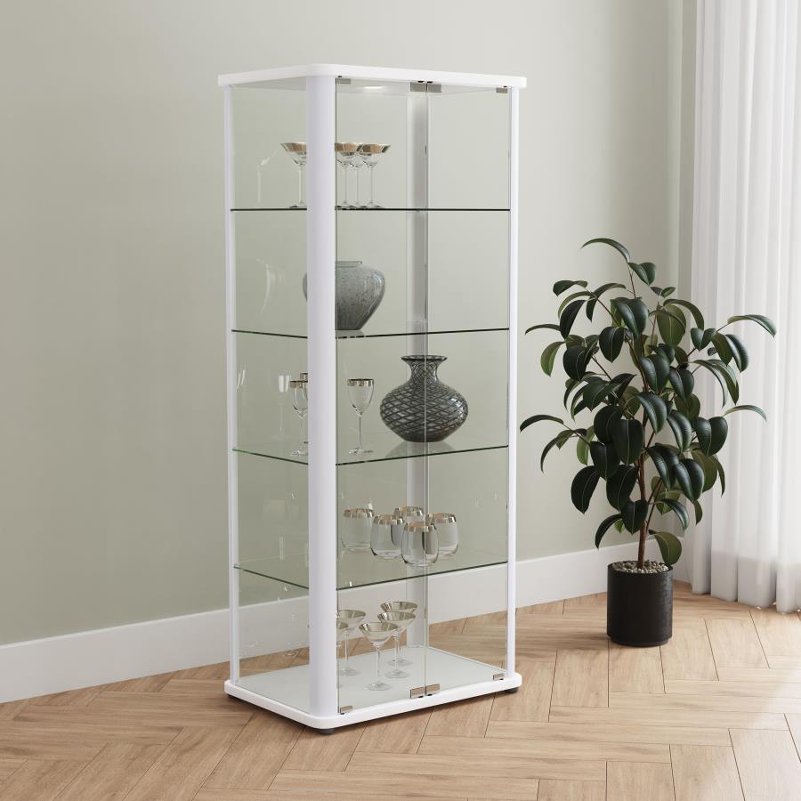 (image for) Aero 5-shelf Display Curio Cabinet with LED Lighting White