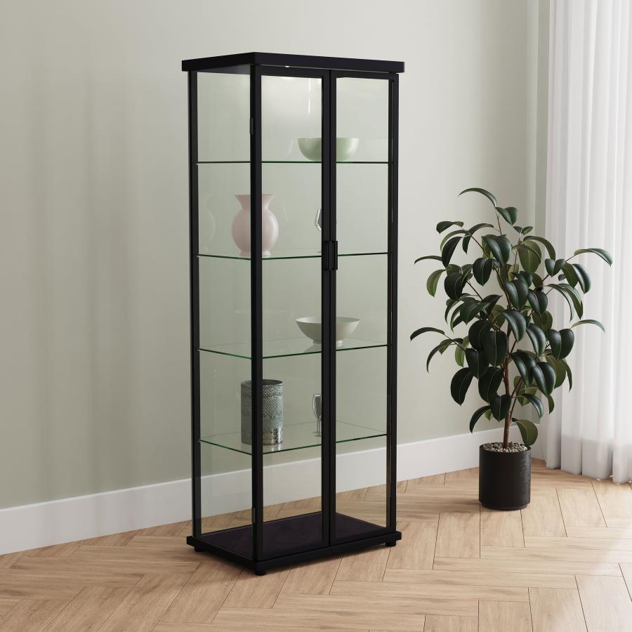 (image for) Aero 5-shelf Display Curio Cabinet with LED Lighting Black