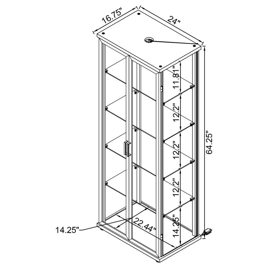 (image for) Aero 5-shelf Display Curio Cabinet with LED Lighting Black