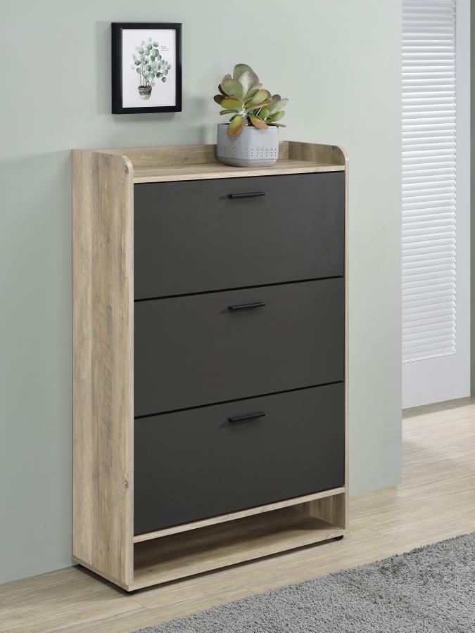 (image for) Denia 3-tier Engineered Wood Shoe Cabinet Grey