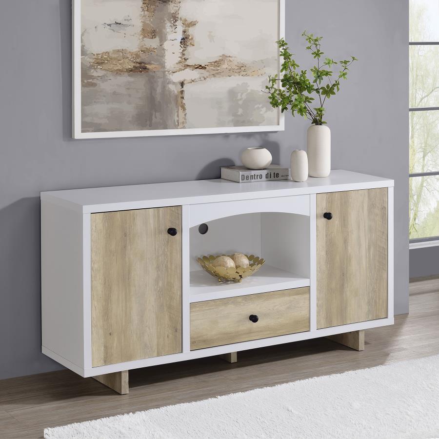 (image for) Dalton 2-door Storage Credenza White and Distressed Pine