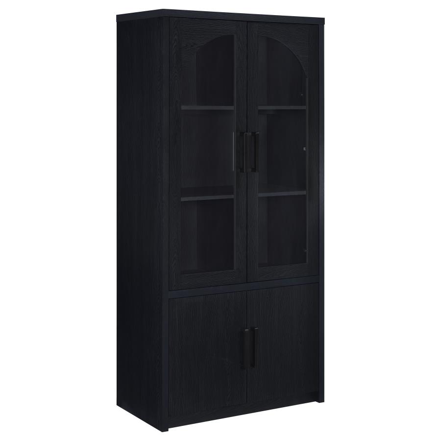 (image for) Riva 4-door Tall Accent Display Cabinet LED Lighting Black