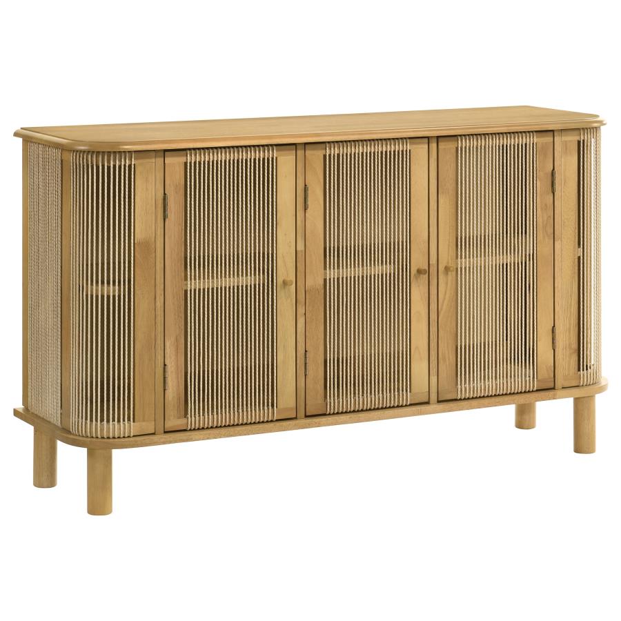 (image for) Ervine 3-Door Rope Panel Sideboard Accent Storage Cabinet Natural