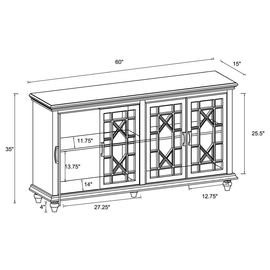 (image for) Kovu 4-door Wood Lattice Storage Accent Cabinet Black