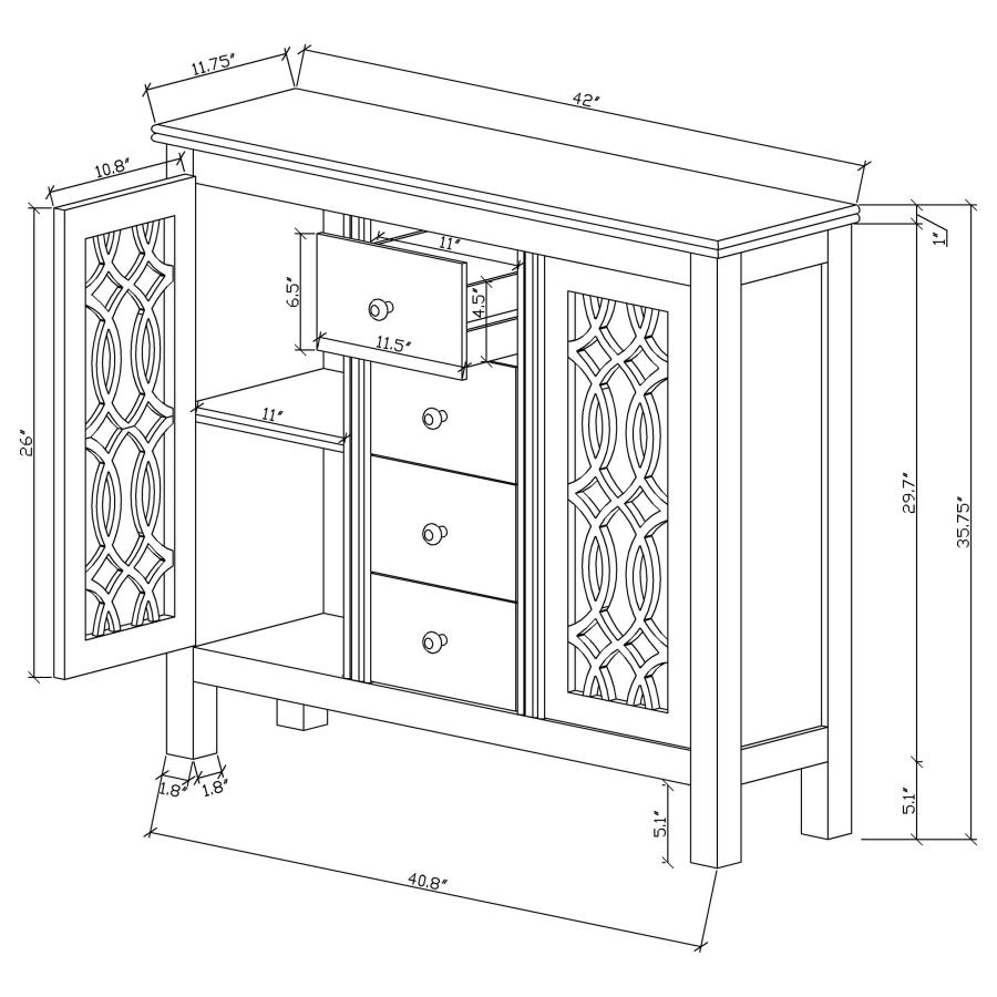 (image for) Rue 4-drawer Wood Trellis Accent Storage Cabinet Blue