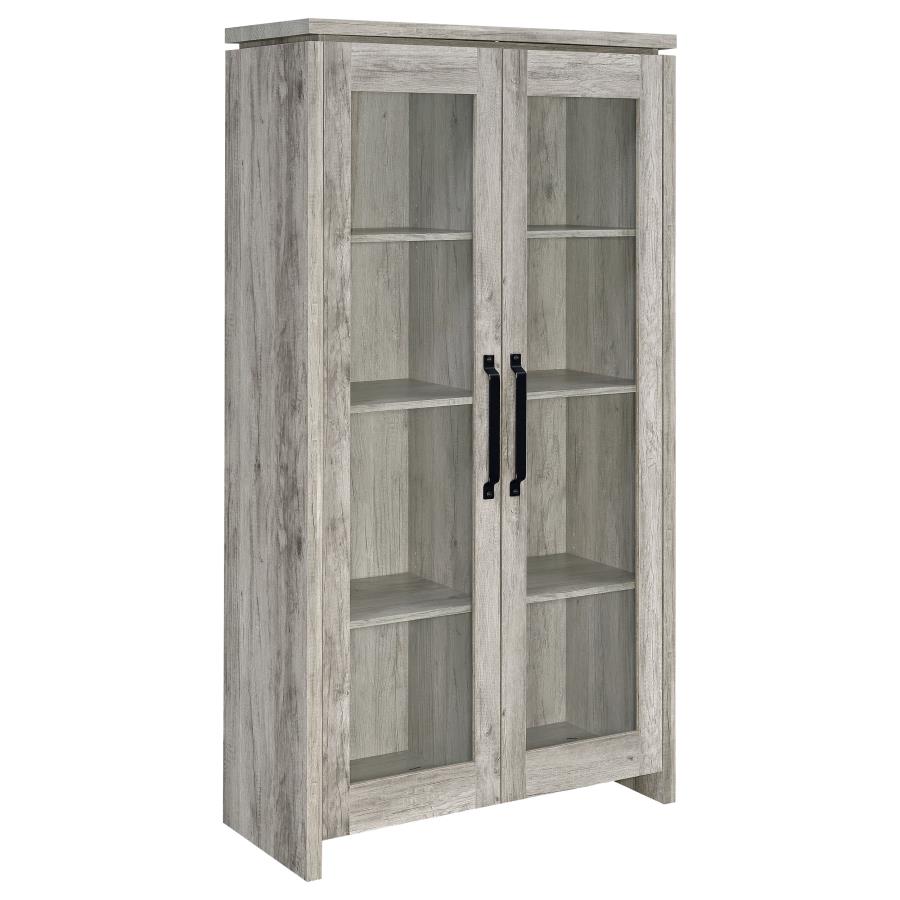 (image for) Alejo 2-door Engineered Wood Tall Cabinet Grey Driftwood - Click Image to Close