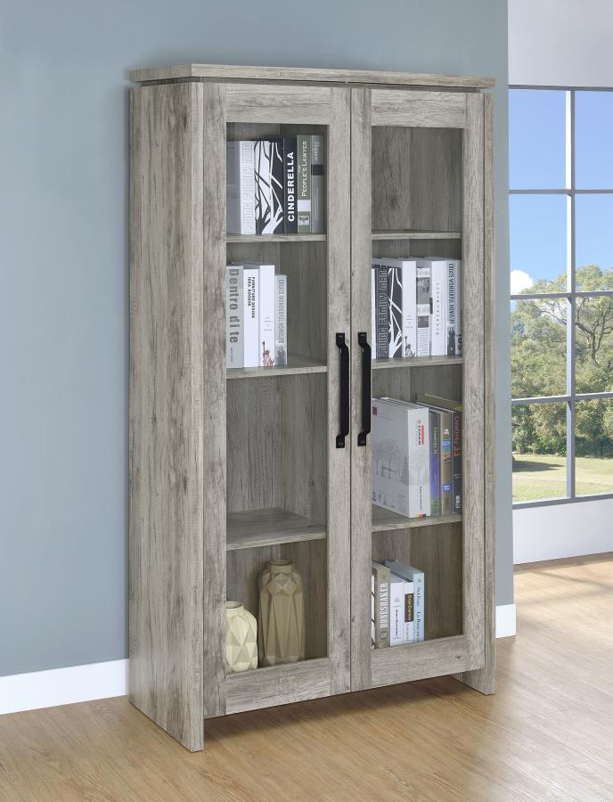 (image for) Alejo 2-door Engineered Wood Tall Cabinet Grey Driftwood