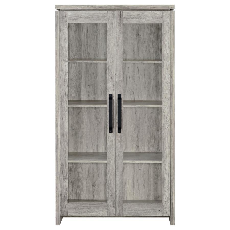 (image for) Alejo 2-door Engineered Wood Tall Cabinet Grey Driftwood