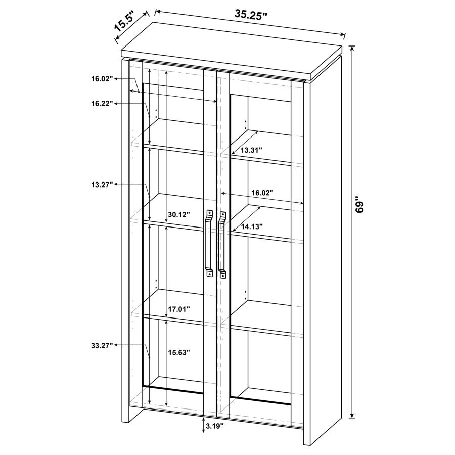 (image for) Alejo 2-door Engineered Wood Tall Cabinet Grey Driftwood