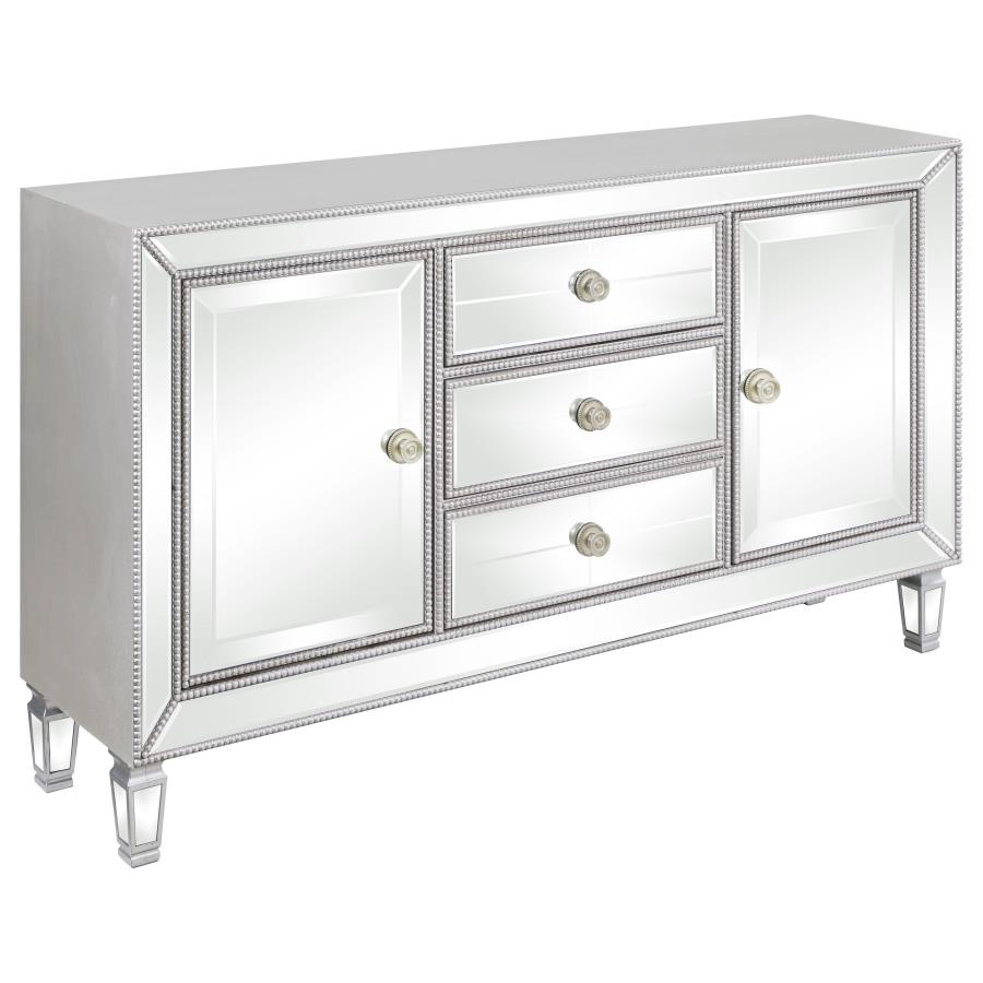 (image for) Leticia 3-drawer Mirrored Storage Accent Cabinet Silver - Click Image to Close