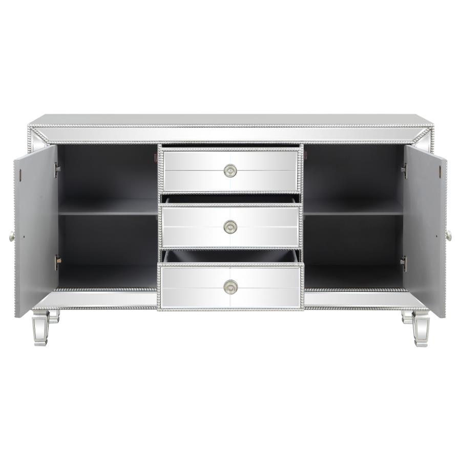 (image for) Leticia 3-drawer Mirrored Storage Accent Cabinet Silver