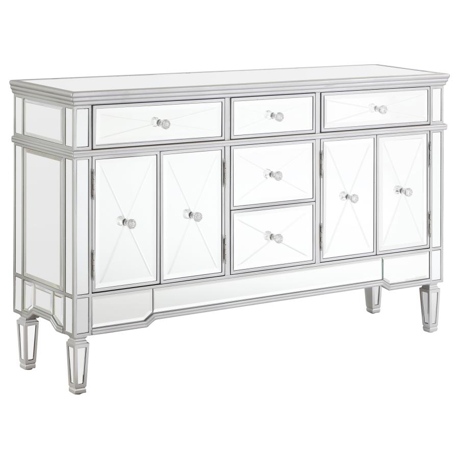 (image for) Duchess 5-drawer Mirrored Storage Accent Cabinet Silver