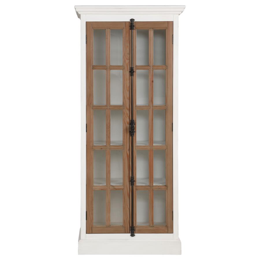 (image for) Tammi 2-door Wood Tall Cabinet Distressed White and Brown