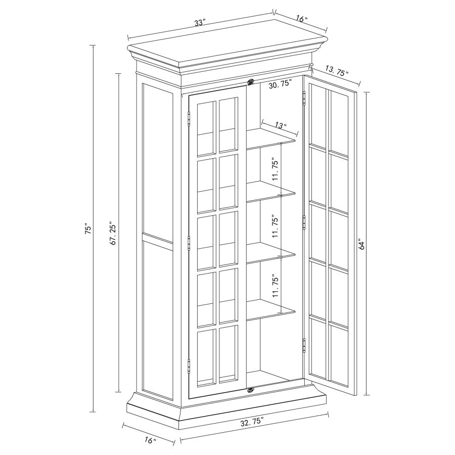 (image for) Tammi 2-door Wood Tall Cabinet Distressed White and Brown