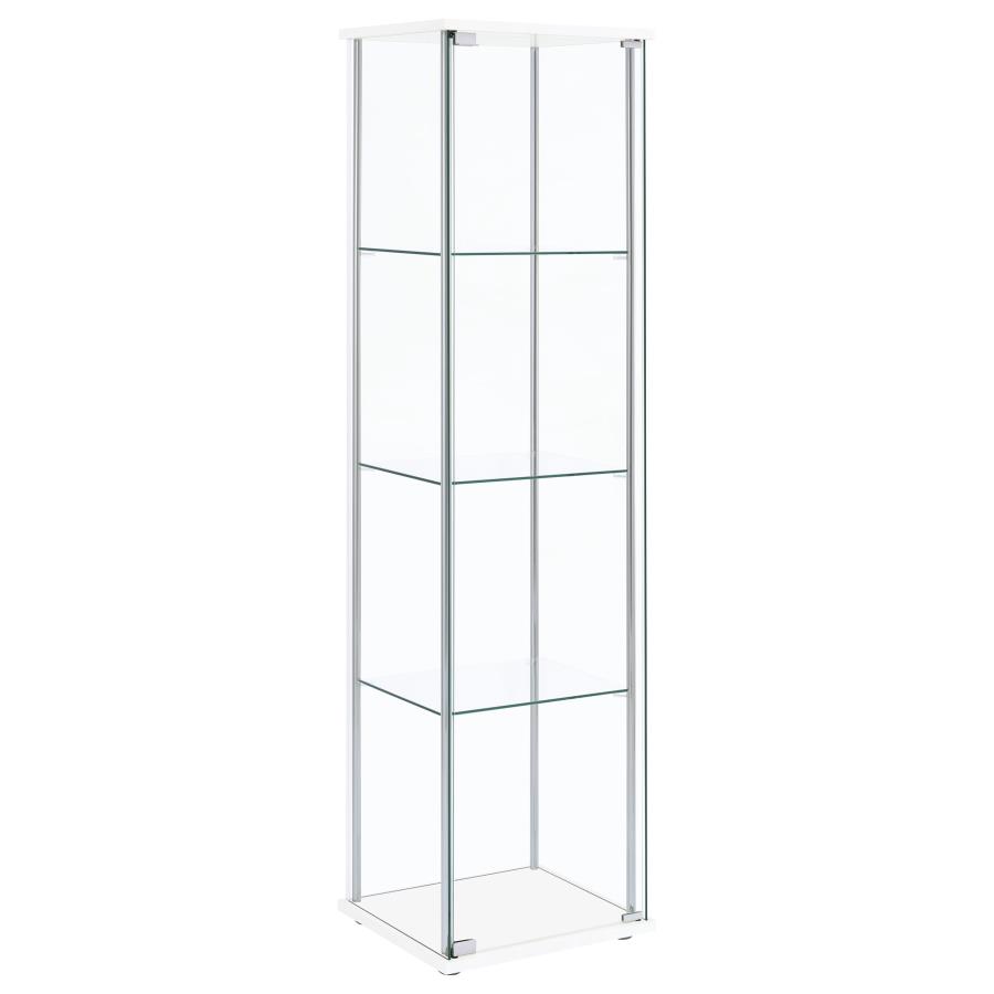 (image for) Bellatrix 4-shelf Clear Glass Curio Cabinet White - Click Image to Close