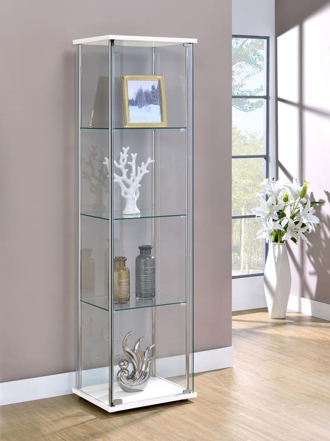 (image for) Bellatrix 4-shelf Clear Glass Curio Cabinet White